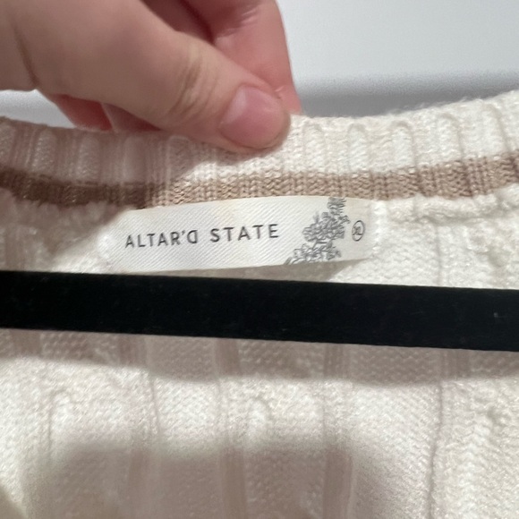Altar'd State V-Neck Sweater - Cream and Tan - Picture 2 of 3